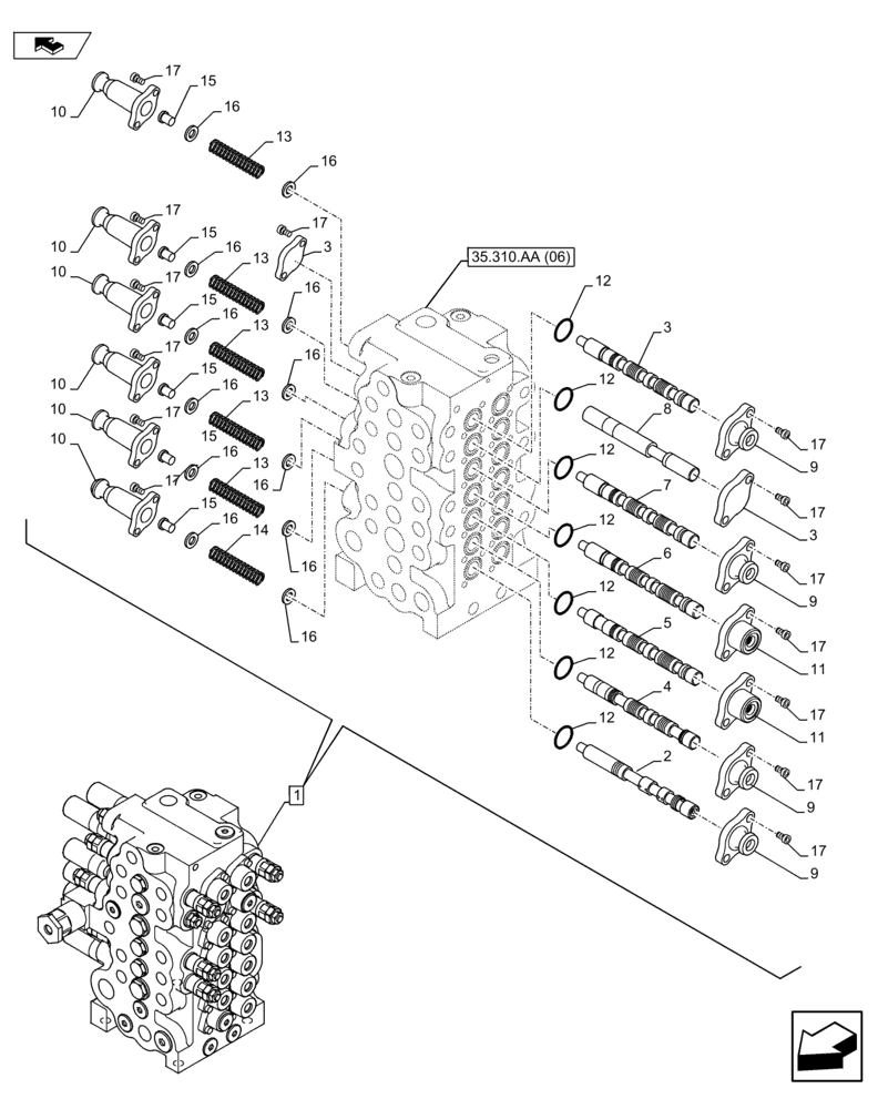 Схема запчастей Case CX75C SR - (35.310.AA[19]) - VAR - 461025 - CONTROL VALVE (35) - HYDRAULIC SYSTEMS