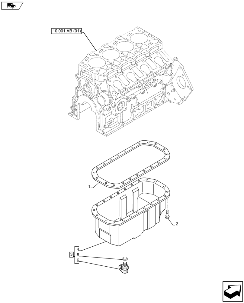 Схема запчастей Case CX75C SR - (10.102.AP) - ENGINE OIL PAN (10) - ENGINE