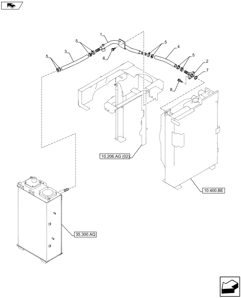 Схема запчастей Case CX75C SR - (35.310.AG[02]) - OIL RETURN LINE (35) - HYDRAULIC SYSTEMS