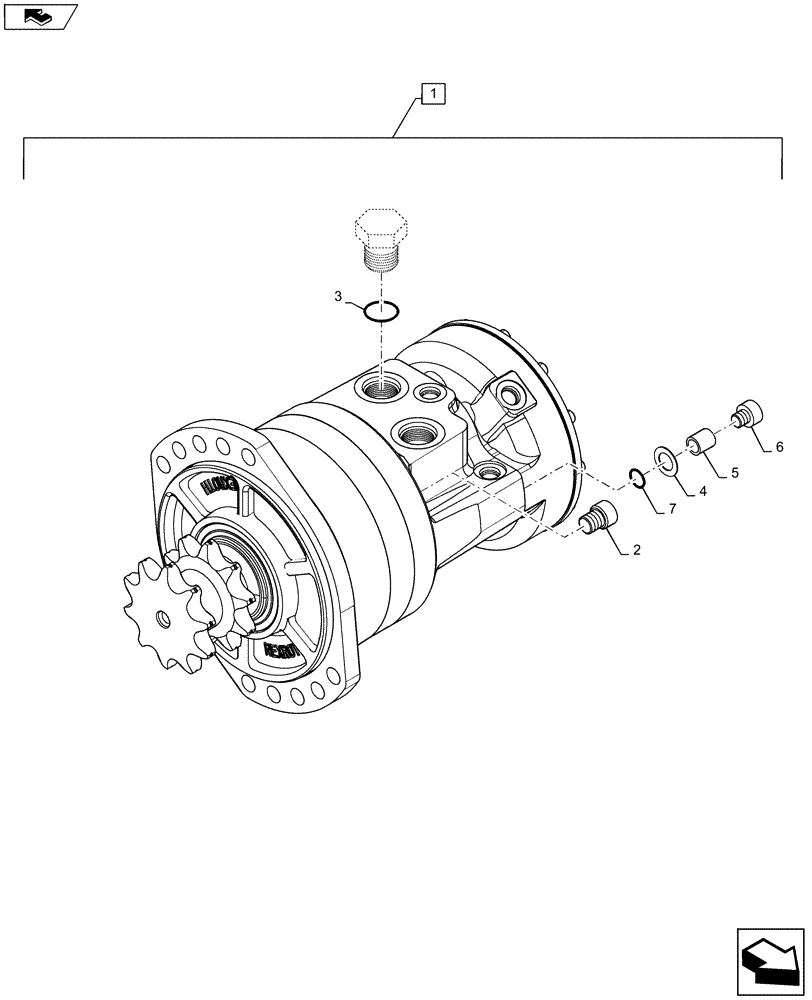 Схема запчастей Case SR175 - (35.353.AD[04]) - 2 SPEED AND E-H DRIVE MOTOR (35) - HYDRAULIC SYSTEMS