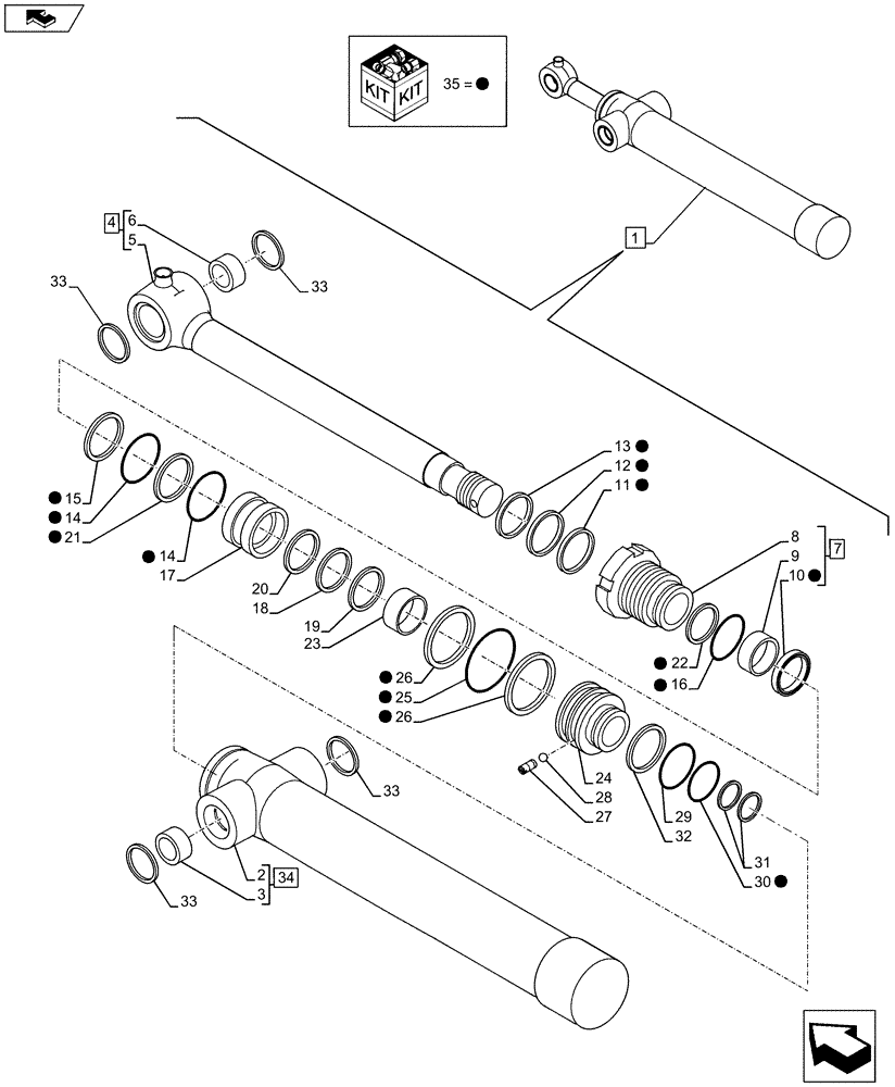 Схема запчастей Case CX75C SR - (35.737.AA[01]) - VAR - 461025, 481064 - DIPPER CYLINDER (35) - HYDRAULIC SYSTEMS