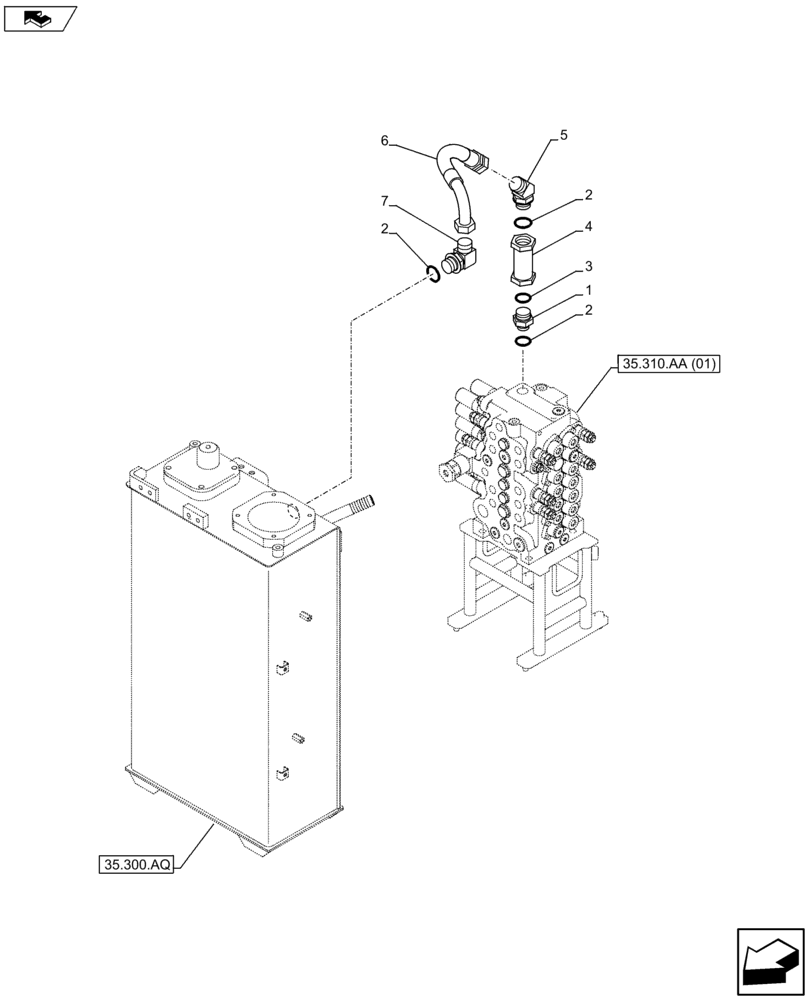 Схема запчастей Case CX75C SR - (35.310.AG[01]) - OIL RETURN LINE (35) - HYDRAULIC SYSTEMS