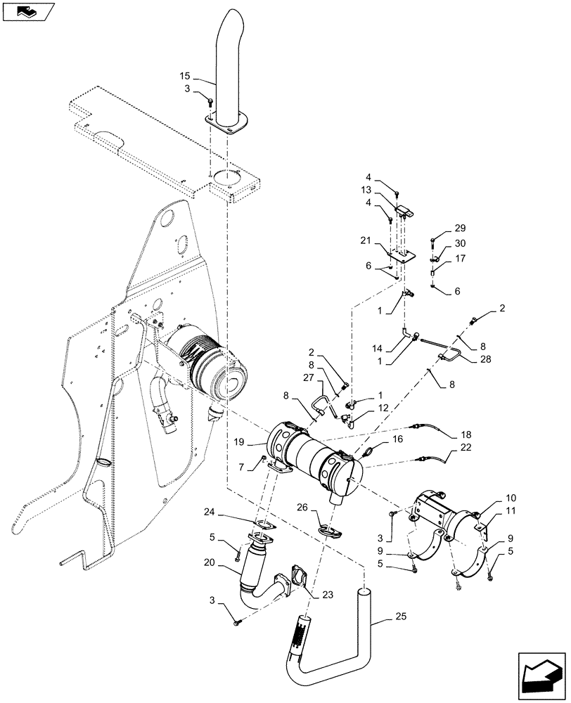 Схема запчастей Case SV185 - (10.254.AI) - EXHAUST SYSTEM W/ MUFFLER (10) - ENGINE