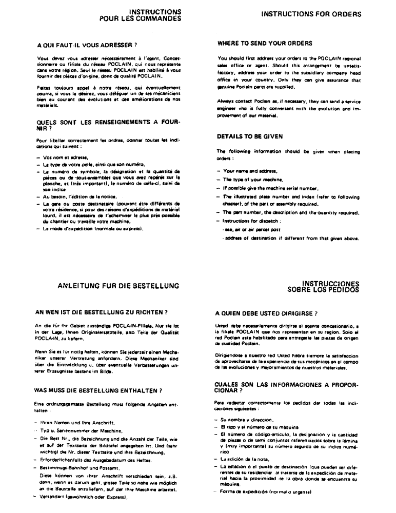Схема запчастей Case TC45 - (001A) - INSTRUCTION FOR ORDERS 