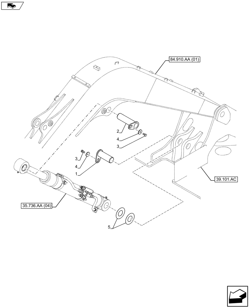 Схема запчастей Case CX75C SR - (84.910.AC[08]) - VAR - 461559, 481064 - PIN (84) - BOOMS, DIPPERS & BUCKETS