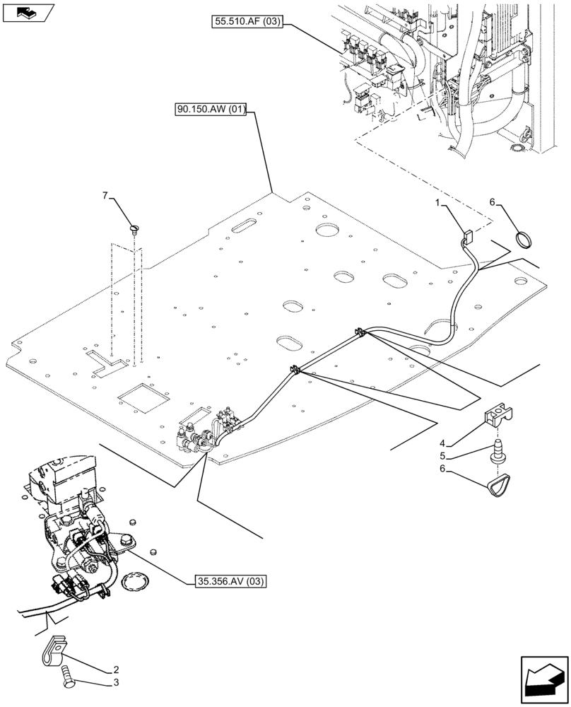 Схема запчастей Case CX75C SR - (55.510.AF[05]) - VAR - 461025 - CAB MAIN WIRE HARNESS (55) - ELECTRICAL SYSTEMS