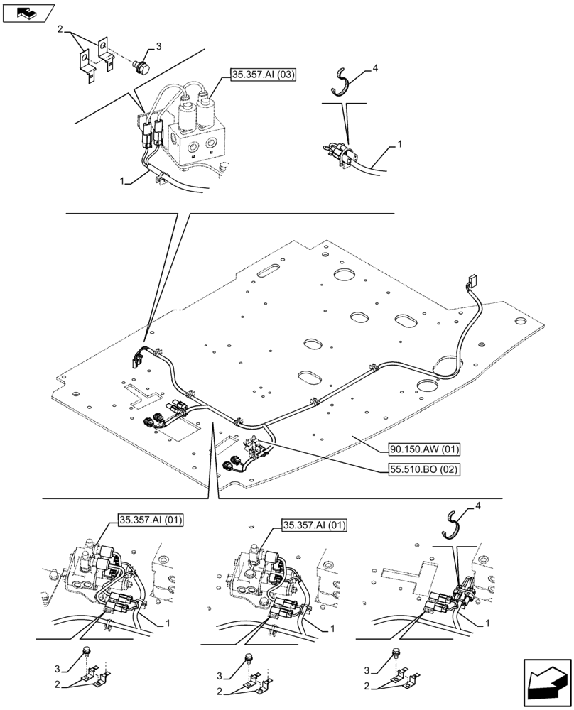 Схема запчастей Case CX75C SR - (55.510.BO[04]) - WIRE HARNESS PLATFORM (55) - ELECTRICAL SYSTEMS