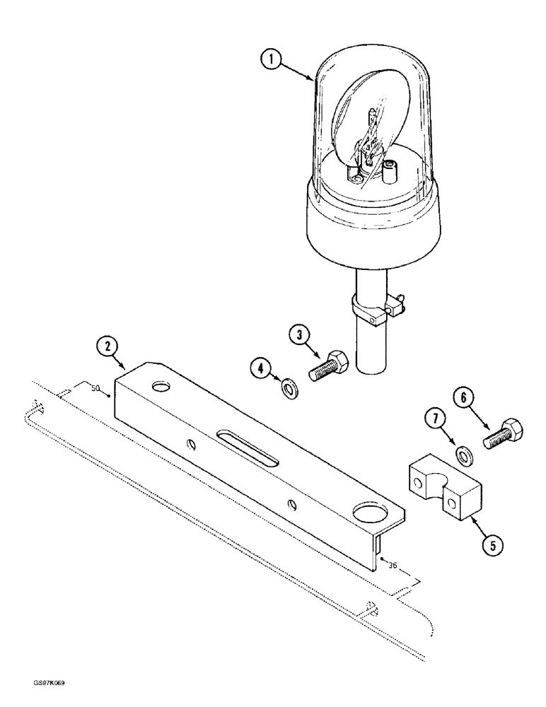 Схема запчастей Case 888 - (4-42) - ROTATING BEACON (04) - ELECTRICAL SYSTEMS