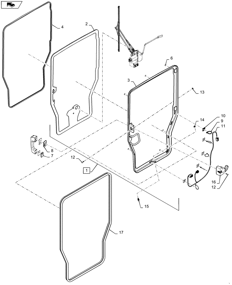 Схема запчастей Case 420 - (09-28) - CAB DOOR (09) - CHASSIS