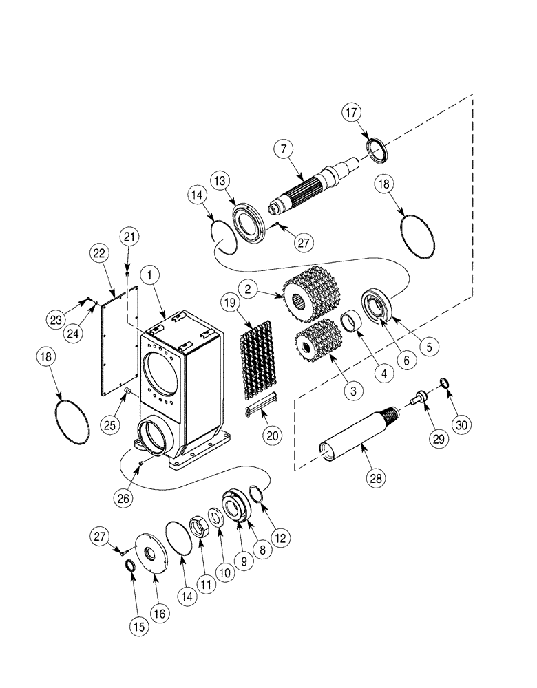 Схема запчастей Case 6030 - (09-08) - DRIVE DRILL (09) - CHASSIS/ATTACHMENTS