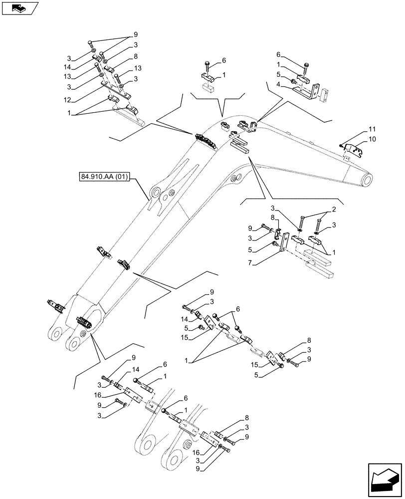 Схема запчастей Case CX75C SR - (35.736.AC[11]) - VAR - 461863 - BOOM CYLINDER LINE (35) - HYDRAULIC SYSTEMS