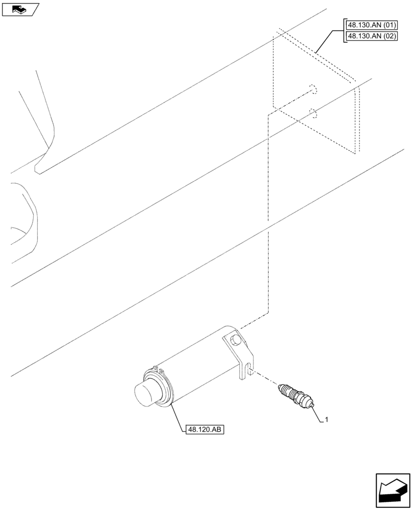 Схема запчастей Case CX80C - (48.134.AD) - TENSIONER VALVE (48) - TRACKS & TRACK SUSPENSION