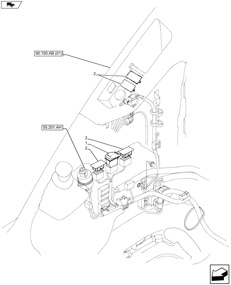 Схема запчастей Case CX80C - (55.512.BG[01]) - SWITCH PANEL (55) - ELECTRICAL SYSTEMS