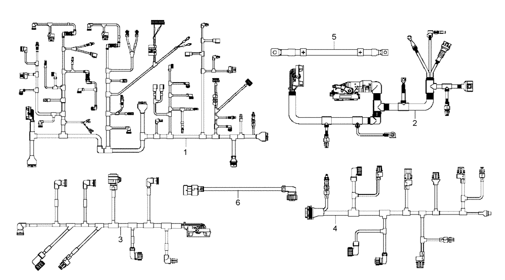 Схема запчастей Case 335B - (67A00011702[001]) - WIRE HARNESSES, ENGINE / GEARBOX / BATTERY / BRAKE (87590896) (13) - Electrical System / Decals