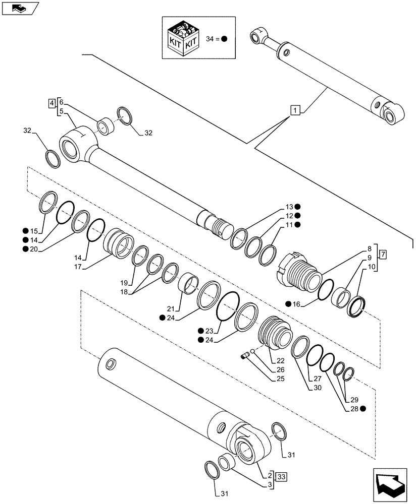 Схема запчастей Case CX75C SR - (35.736.AA[02]) - VAR - 781172, 481265 - BOOM CYLINDER (35) - HYDRAULIC SYSTEMS