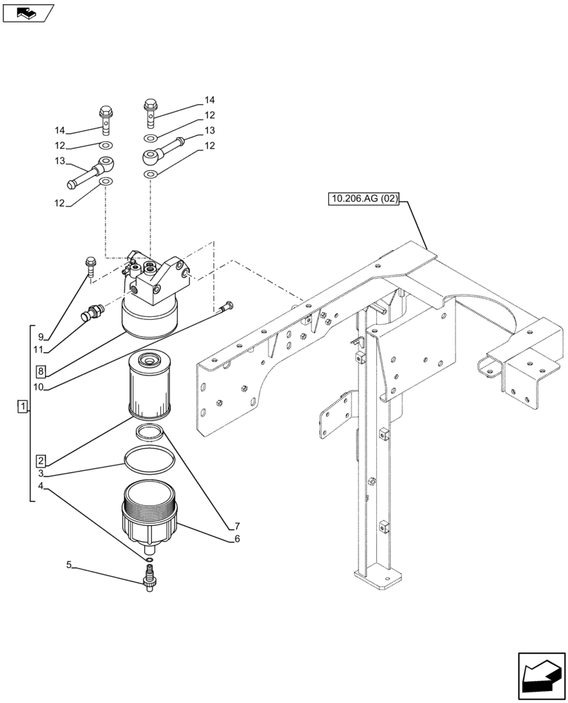 Схема запчастей Case CX75C SR - (10.206.AG[01]) - FUEL FILTERS (10) - ENGINE