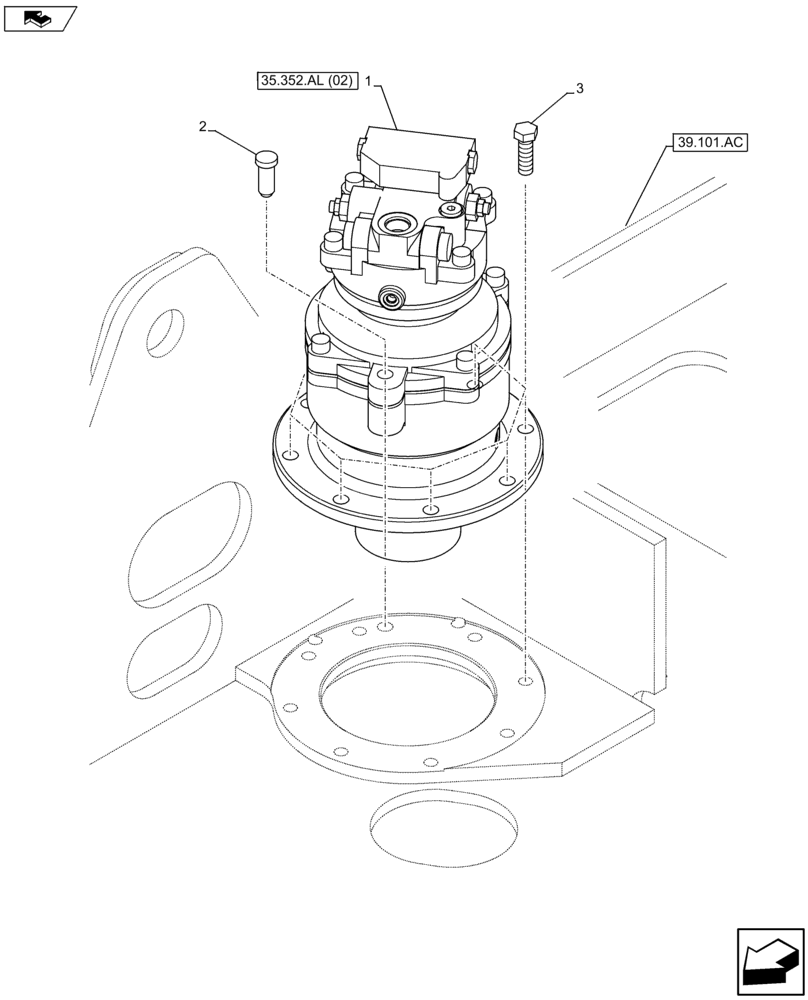 Схема запчастей Case CX75C SR - (35.352.AL[01]) - SWING REDUCTION MOTOR (35) - HYDRAULIC SYSTEMS