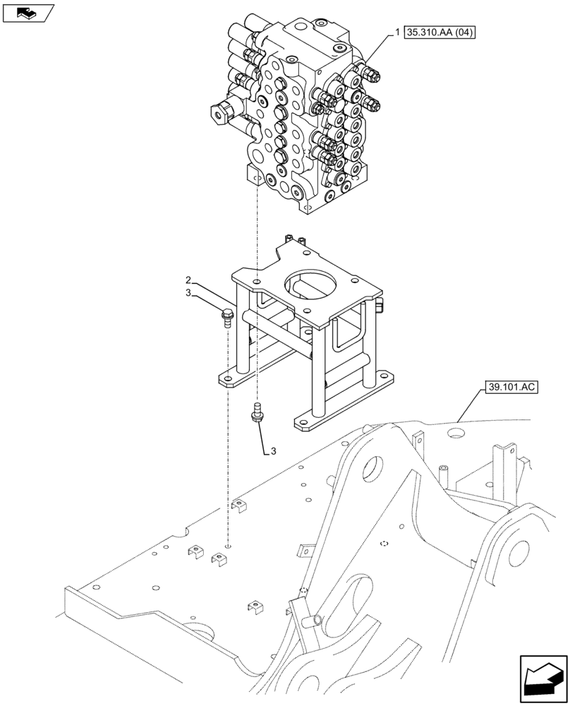 Схема запчастей Case CX75C SR - (35.310.AA[03]) - CONTROL VALVE (35) - HYDRAULIC SYSTEMS