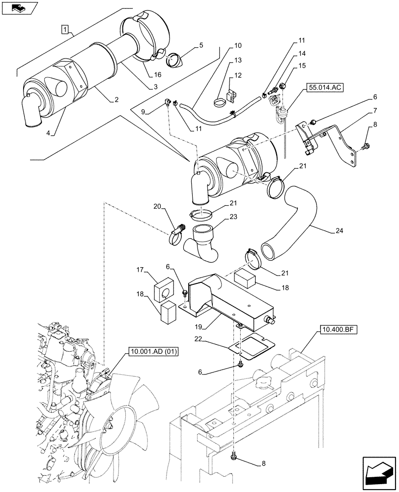 Схема запчастей Case CX75C SR - (10.202.AB) - AIR CLEANER (10) - ENGINE