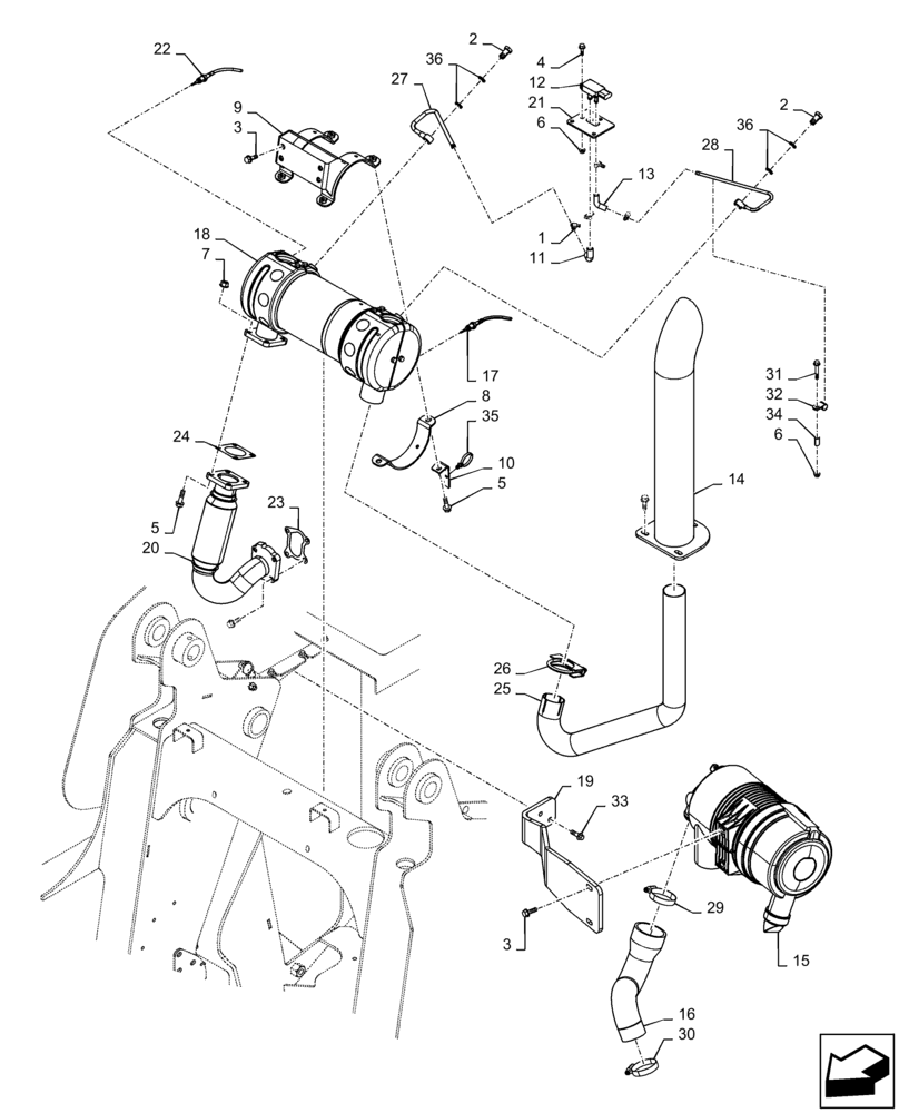 Схема запчастей Case SR175 - (10.254.AI) - EXHAUST SYSTEM W/ MUFFLER (10) - ENGINE