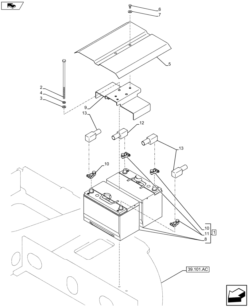 Схема запчастей Case CX80C - (55.302.AG) - BATTERY (55) - ELECTRICAL SYSTEMS