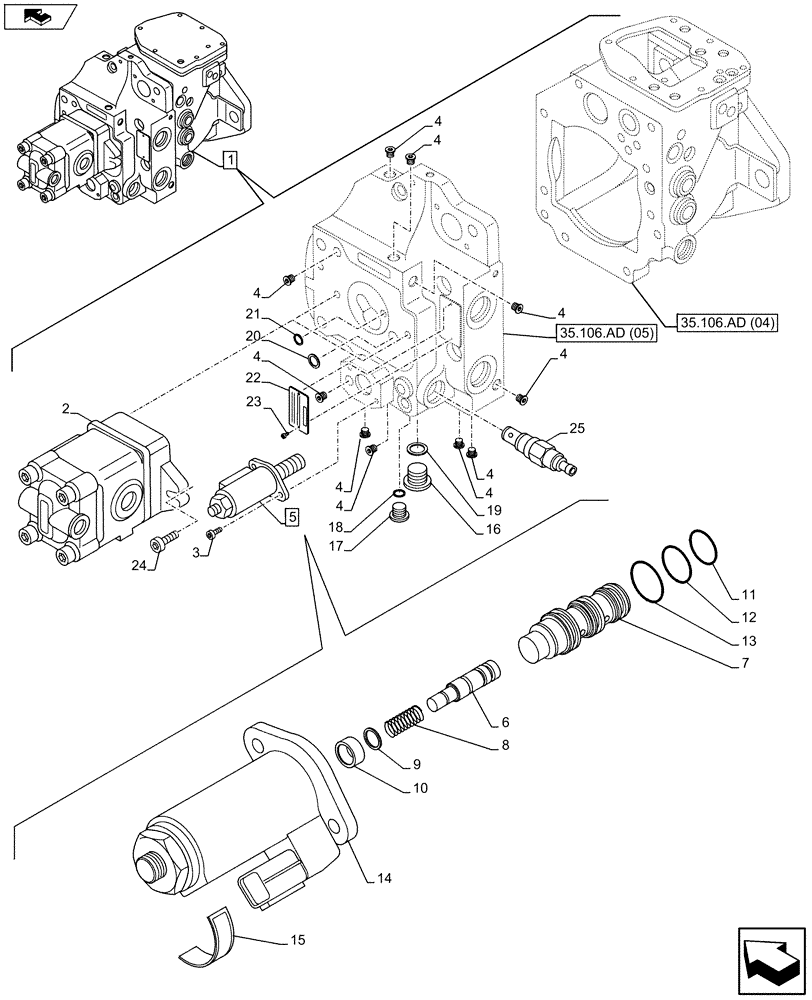 Схема запчастей Case CX75C SR - (35.106.AD[03]) - VAR - 461863 - PUMP (35) - HYDRAULIC SYSTEMS