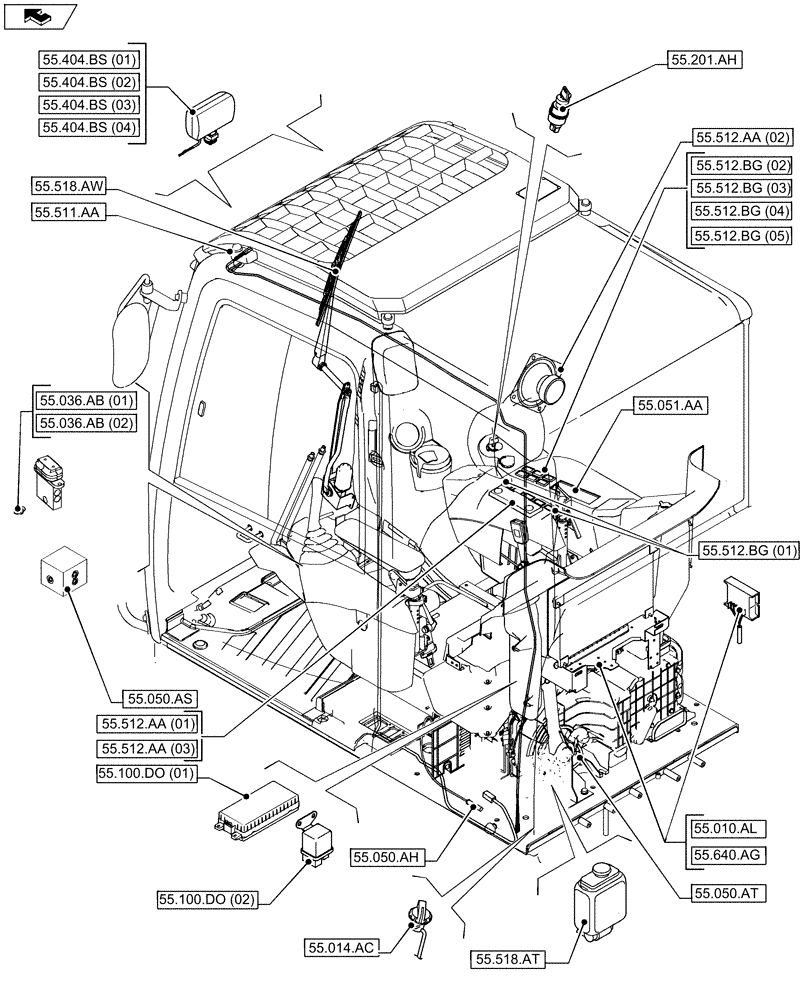 Схема запчастей Case CX75C SR - (55.000.00[02]) - SECTION INDEX - ELECTRICAL SYSTEMS (55) - ELECTRICAL SYSTEMS