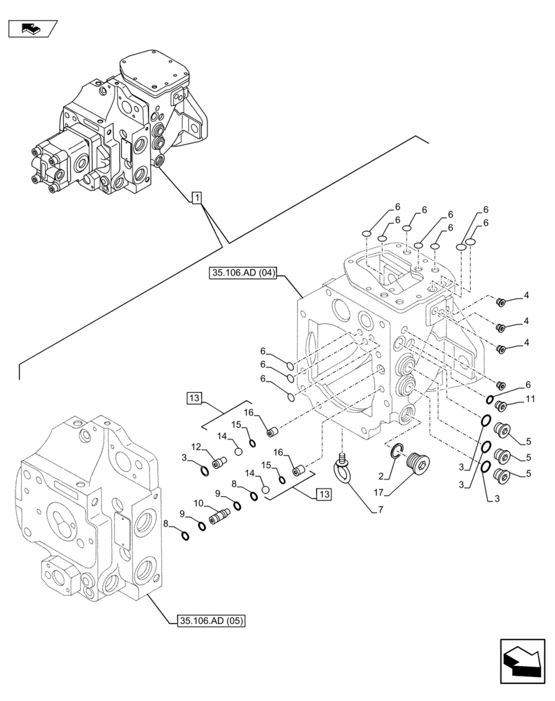 Схема запчастей Case CX75C SR - (35.106.AD[02]) - VAR - 461863 - PUMP (35) - HYDRAULIC SYSTEMS