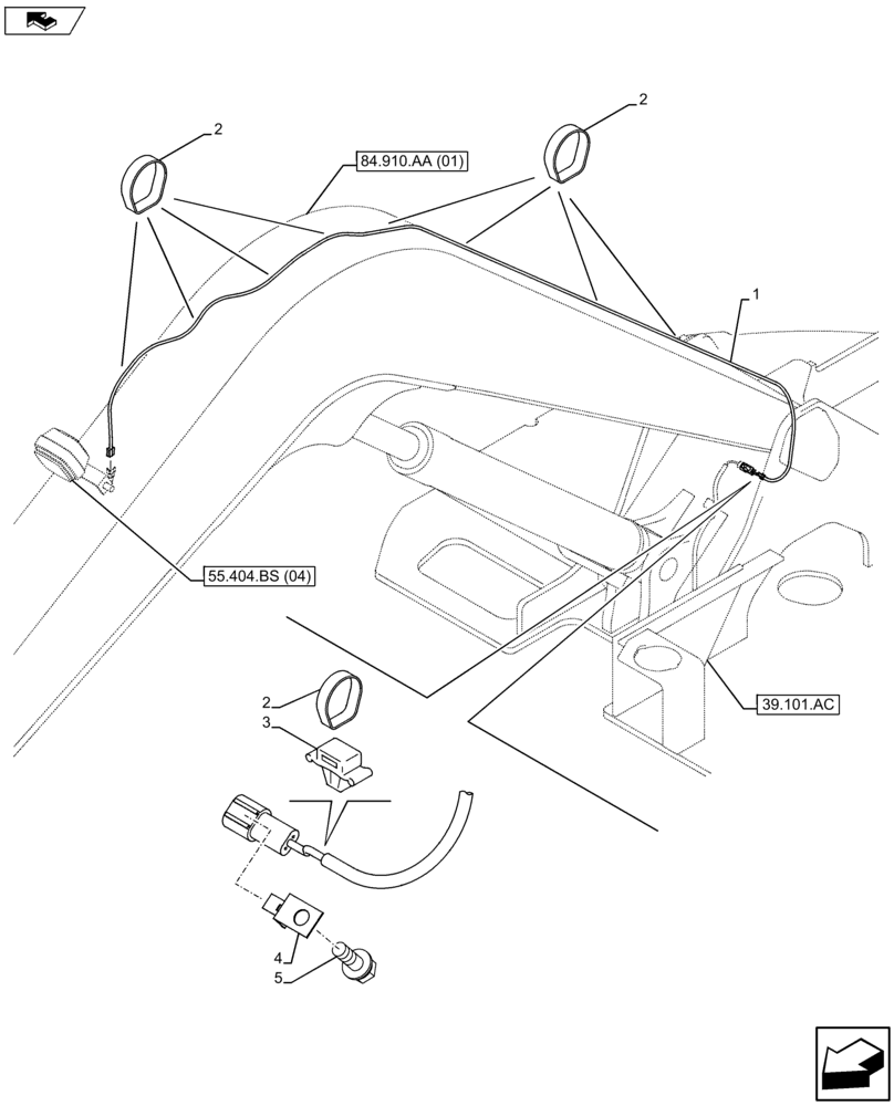 Схема запчастей Case CX75C SR - (55.511.AA) - WORK LIGHT WIRE HARNESS (55) - ELECTRICAL SYSTEMS