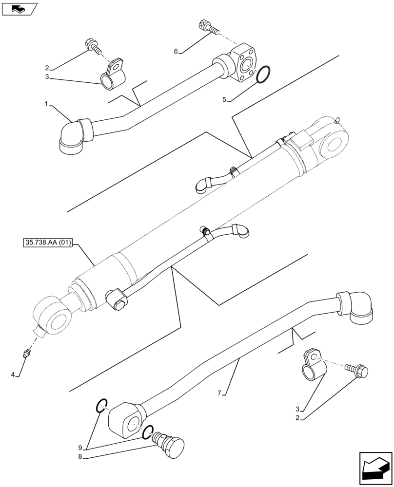 Схема запчастей Case CX75C SR - (35.738.AE[02]) - VAR - 781172 - HYDRAULIC LINE (35) - HYDRAULIC SYSTEMS