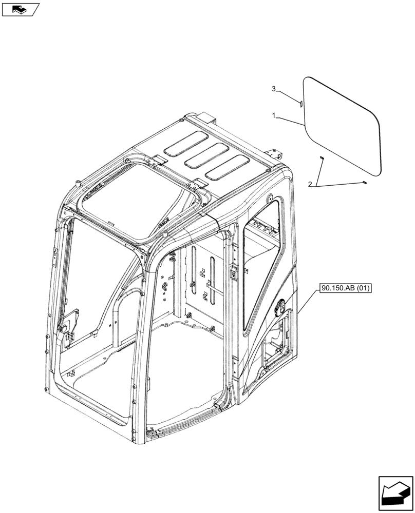 Схема запчастей Case CX80C - (90.156.AB) - REAR VIEW MIRROR (90) - PLATFORM, CAB, BODYWORK AND DECALS