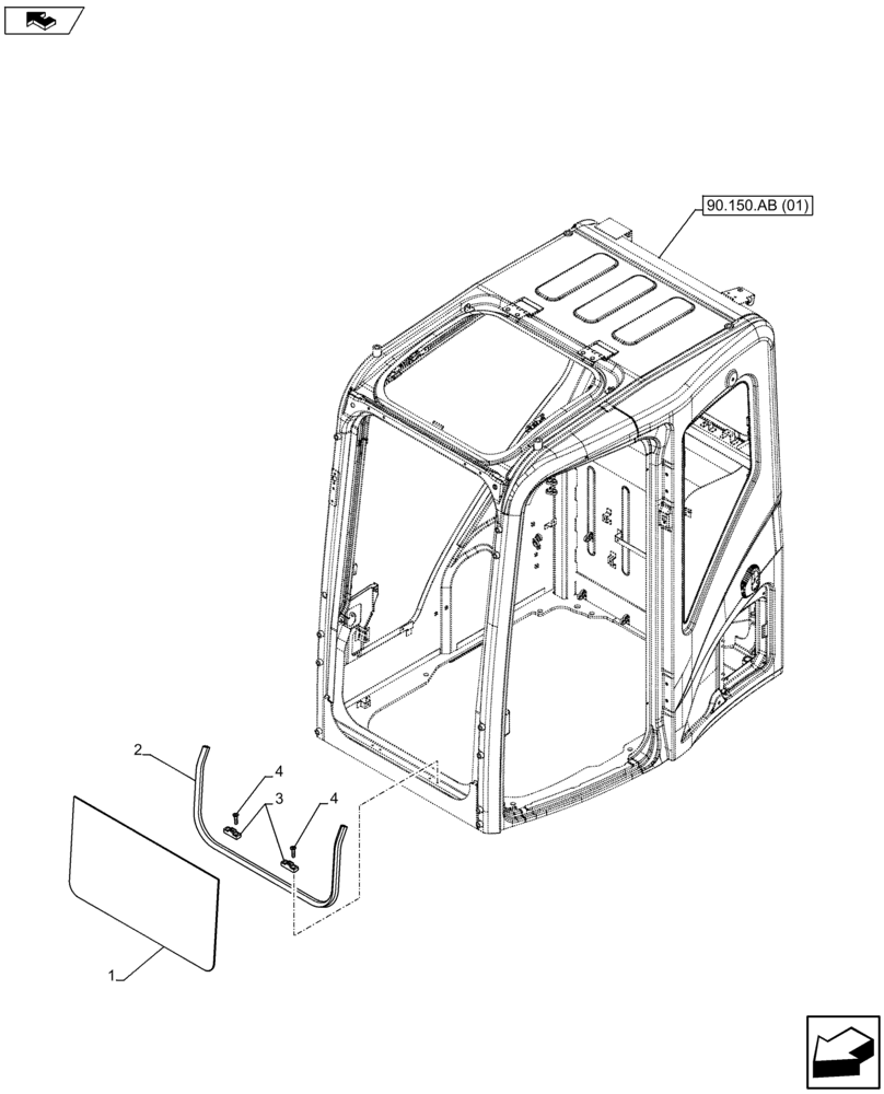 Схема запчастей Case CX80C - (90.156.AG) - CAB WINDOW (90) - PLATFORM, CAB, BODYWORK AND DECALS