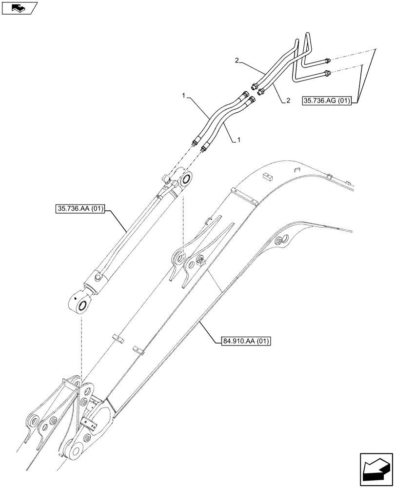 Схема запчастей Case CX75C SR - (35.736.AC[01]) - VAR - 481265, 481858, 781172 - BOOM CYLINDER LINE (35) - HYDRAULIC SYSTEMS