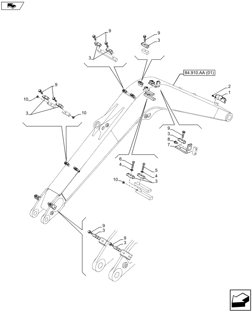 Схема запчастей Case CX75C SR - (35.736.AC[14]) - VAR - 461559, 481064 - BOOM CYLINDER LINE (35) - HYDRAULIC SYSTEMS