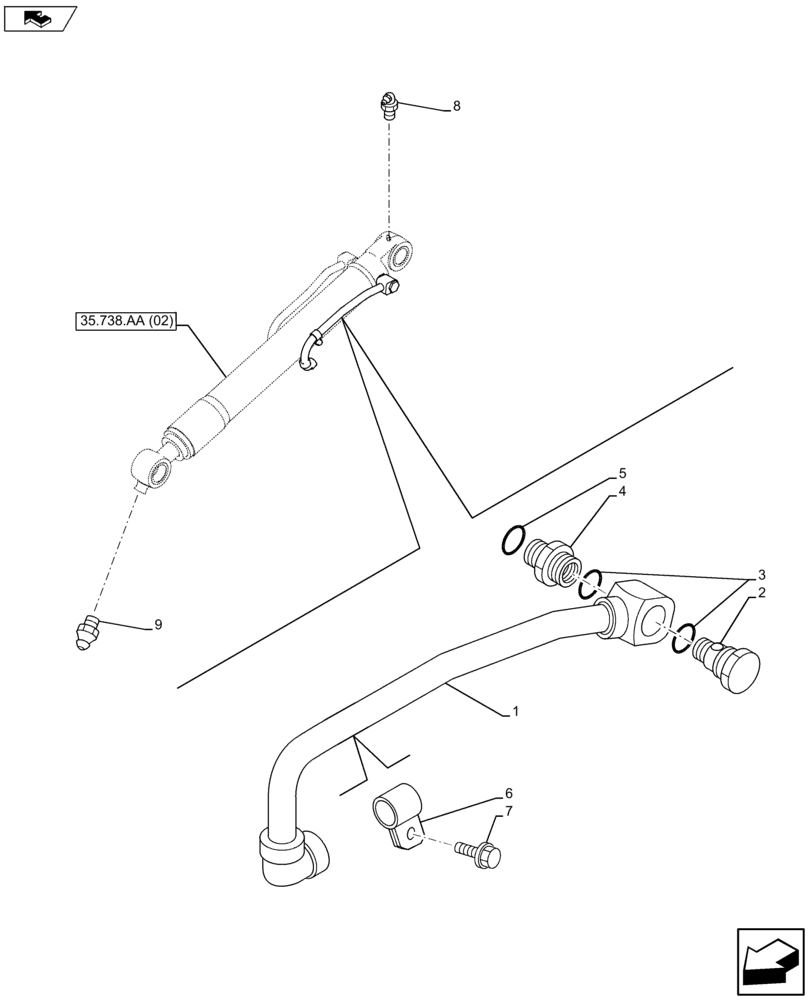 Схема запчастей Case CX75C SR - (35.738.AE[06]) - VAR - 461025, 481062 - HYDRAULIC LINE (35) - HYDRAULIC SYSTEMS