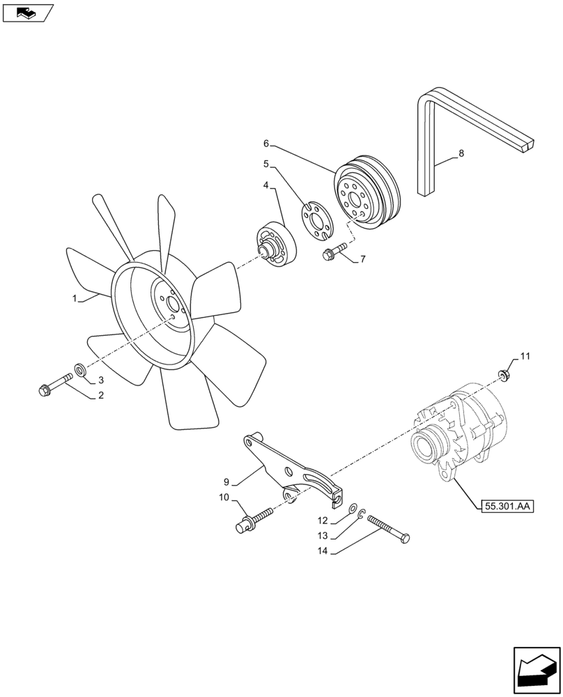 Схема запчастей Case CX75C SR - (10.414.AD) - FAN BELT DRIVE PULLEY (10) - ENGINE