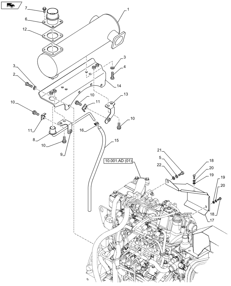 Схема запчастей Case CX75C SR - (10.254.AI[01]) - EXHAUST MUFFLER (10) - ENGINE