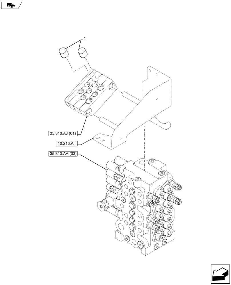 Схема запчастей Case CX75C SR - (35.310.AG[11]) - VAR - 461863 - OIL RETURN LINE (35) - HYDRAULIC SYSTEMS