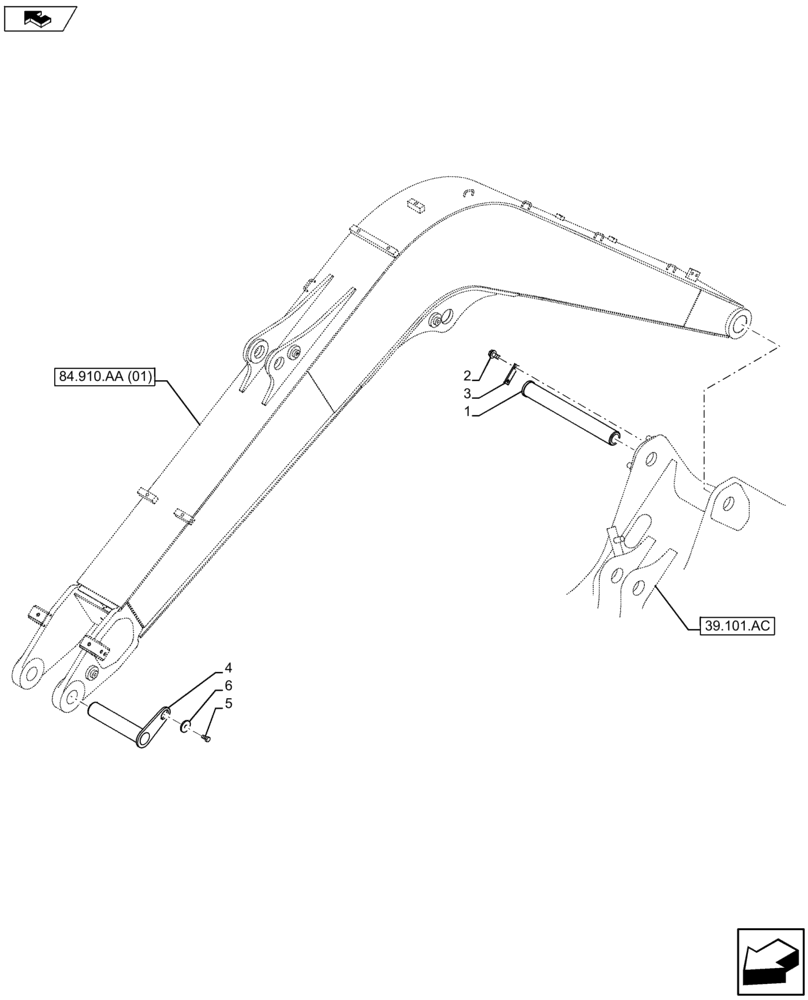 Схема запчастей Case CX75C SR - (84.910.AC[01]) - VAR - 481858 - PINS (84) - BOOMS, DIPPERS & BUCKETS