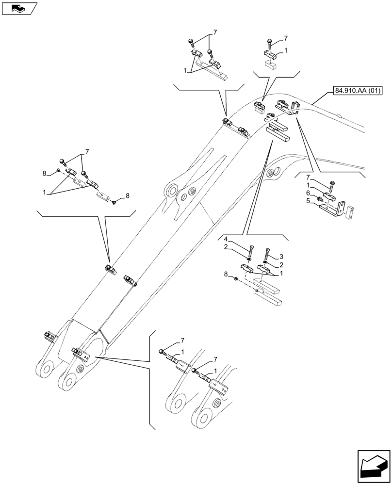 Схема запчастей Case CX75C SR - (35.736.AC[16]) - VAR - 461865, 461868 - BOOM CYLINDER LINE (35) - HYDRAULIC SYSTEMS