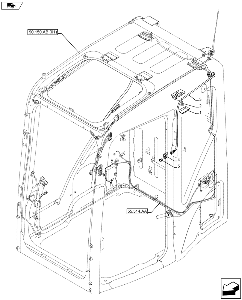 Схема запчастей Case CX80C - (55.514.AA) - CAB INTERIOR LIGHT (55) - ELECTRICAL SYSTEMS