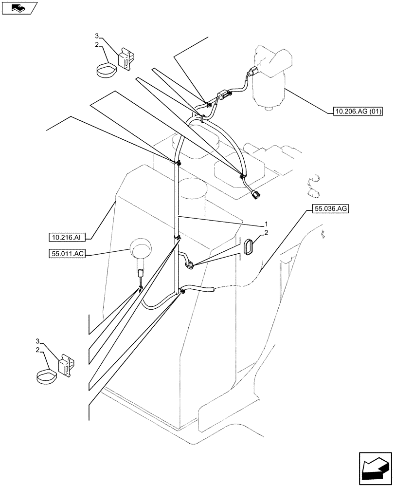 Схема запчастей Case CX75C SR - (55.011.AB) - FUEL TANK WIRE HARNESS (55) - ELECTRICAL SYSTEMS