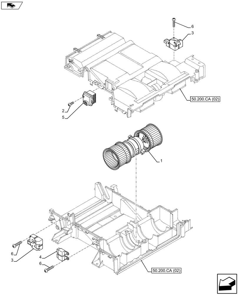 Схема запчастей Case CX80C - (55.050.AS) - BLOWER (55) - ELECTRICAL SYSTEMS