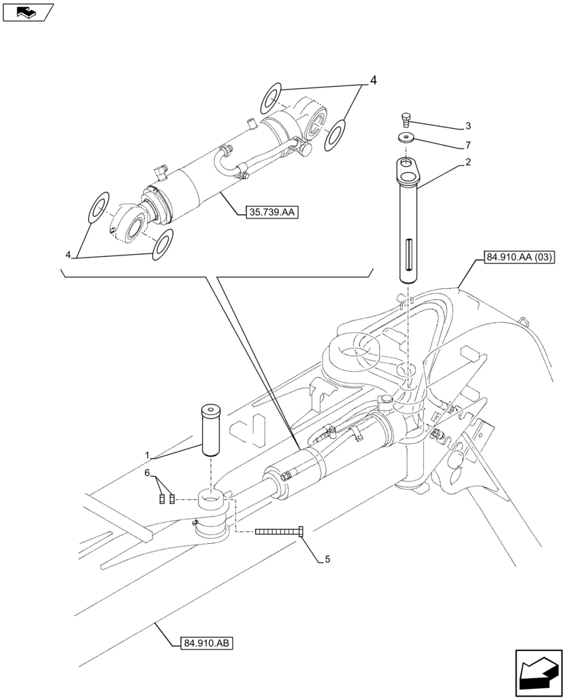 Схема запчастей Case CX75C SR - (84.910.AC[11]) - VAR - 461025 - PIN (84) - BOOMS, DIPPERS & BUCKETS