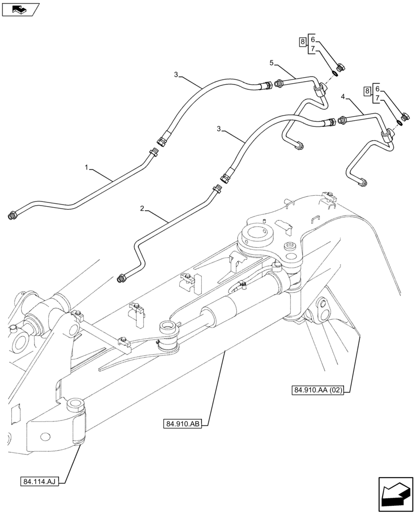 Схема запчастей Case CX75C SR - (35.736.AC[05]) - VAR - 461025, 461873, 461866 - BOOM CYLINDER LINE (35) - HYDRAULIC SYSTEMS