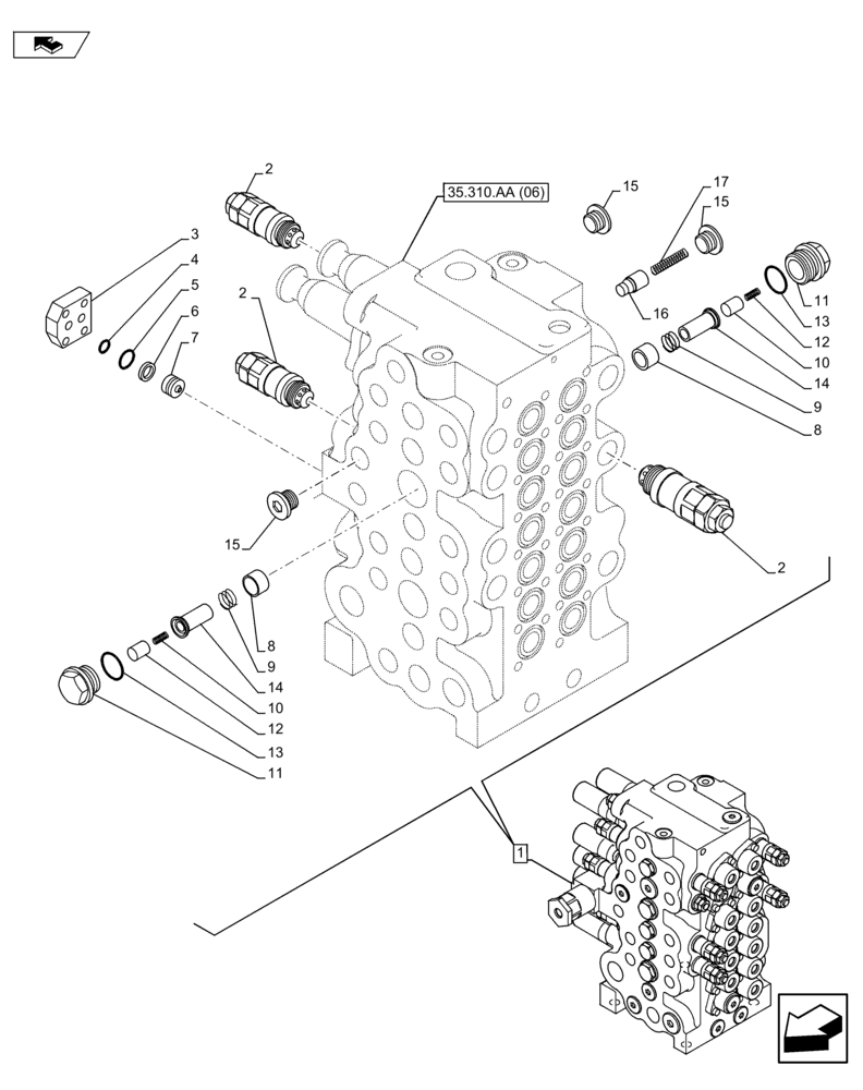 Схема запчастей Case CX75C SR - (35.310.AA[21]) - VAR - 461025 - CONTROL VALVE (35) - HYDRAULIC SYSTEMS