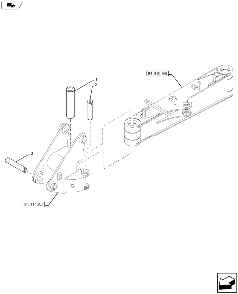 Схема запчастей Case CX75C SR - (84.910.AC[02]) - VAR - 461559, 481064, 461025 - PINS (84) - BOOMS, DIPPERS & BUCKETS