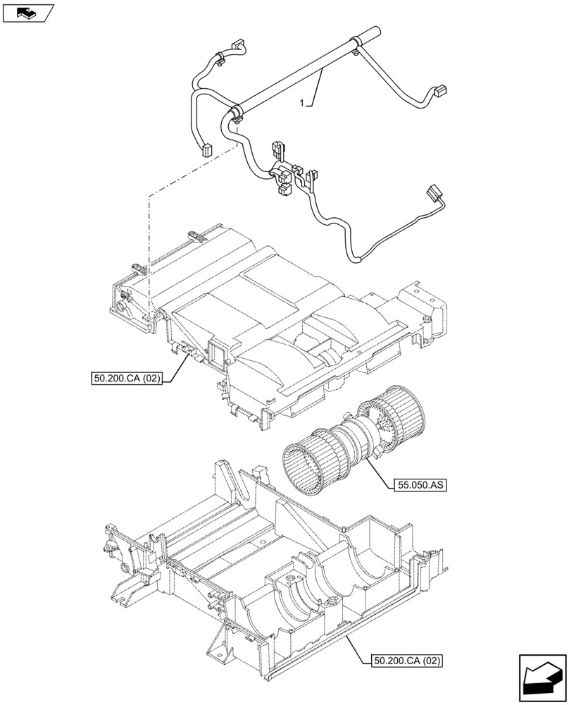 Схема запчастей Case CX80C - (55.050.AH) - AIR CONDITIONER HARNESS (55) - ELECTRICAL SYSTEMS