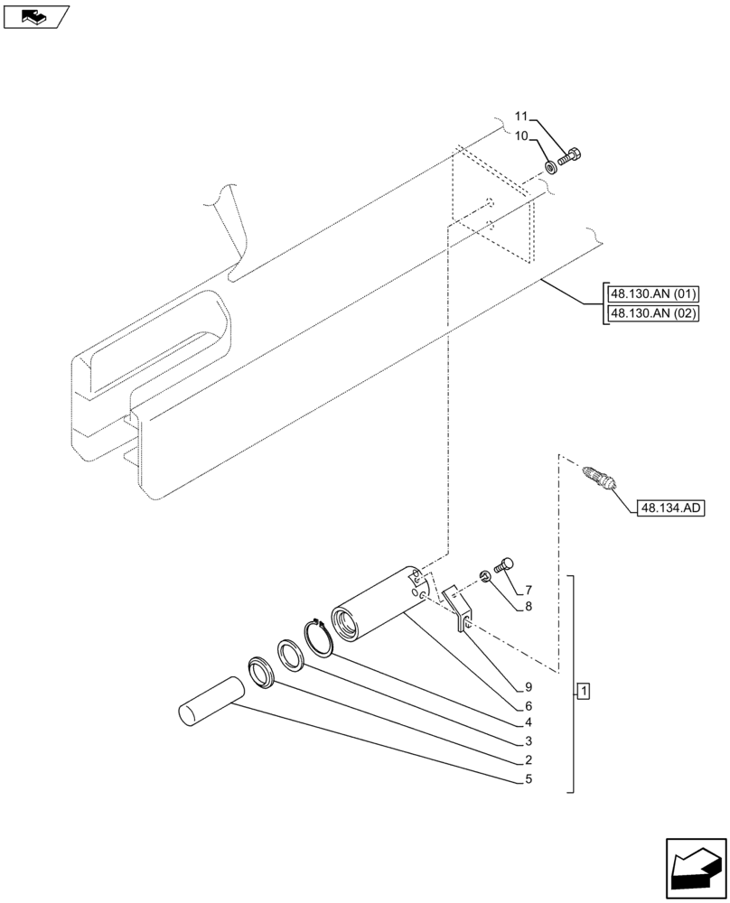 Схема запчастей Case CX80C - (48.120.AB) - CHAIN TENSIONER (48) - TRACKS & TRACK SUSPENSION