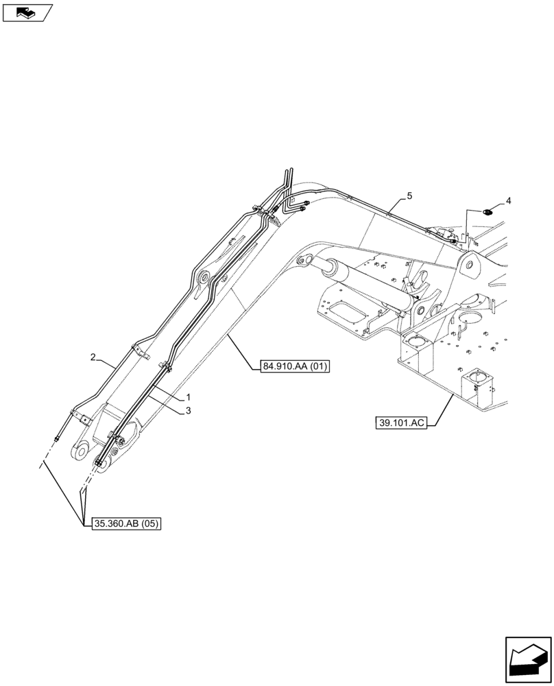 Схема запчастей Case CX75C SR - (35.736.AC[10]) - VAR - 461863 - BOOM CYLINDER LINE (35) - HYDRAULIC SYSTEMS